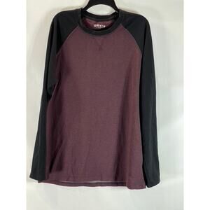 ORVIS Men's Burgundy/Black Crewneck Colorblock Raglan Long Sleeve T-Shirt SZ L